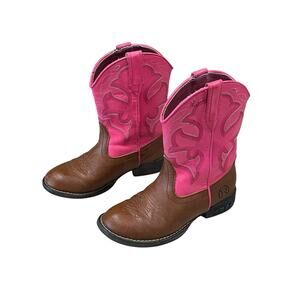 Roper Little Kids LIGHT UP Cowgirl Boots Size 11 Pink/Brown Western Wear